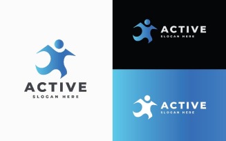 Active - Dynamic Human Figure Logo