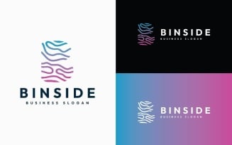 Binside Letter B - Abstract Digital Data Wave Logo