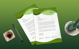 Creative Minimal Letterhead Design Template with green color