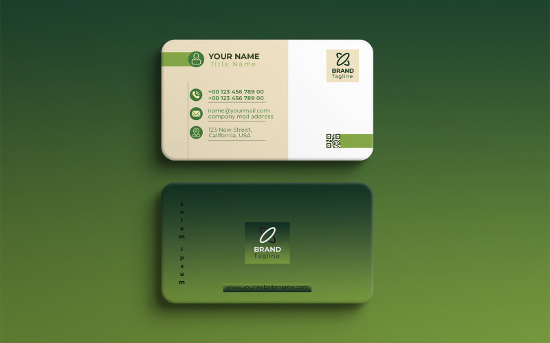 Creative Modern Business Card Design Template with green color Corporate Identity