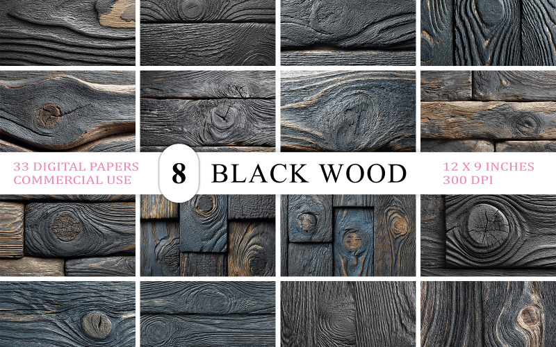 Dark Wood Texture | Burnt Wood Texture Bundle | Charcoal Wood Textures | Black Wood Digital Paper Background