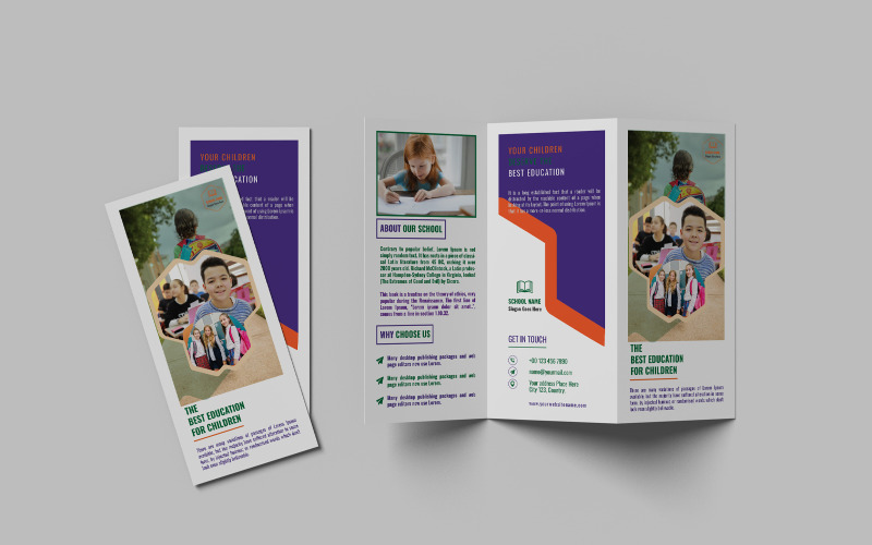 Education School Trifold Brochure Design Template Corporate Identity