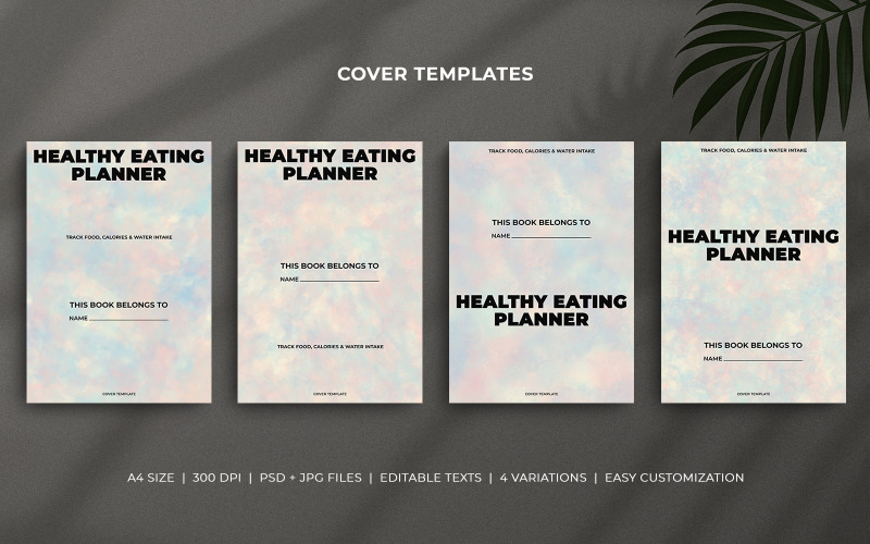 Healthy Eating Planner Cover Template Set with Clear Pastel Watercolor Design – Editable Templates Corporate Identity