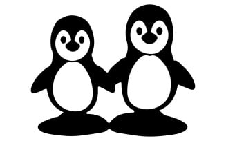 Two Penguin silhouette art illustration