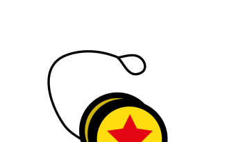 Vibrant Yellow and Red Star Yo-Yo Vector Illustration Design