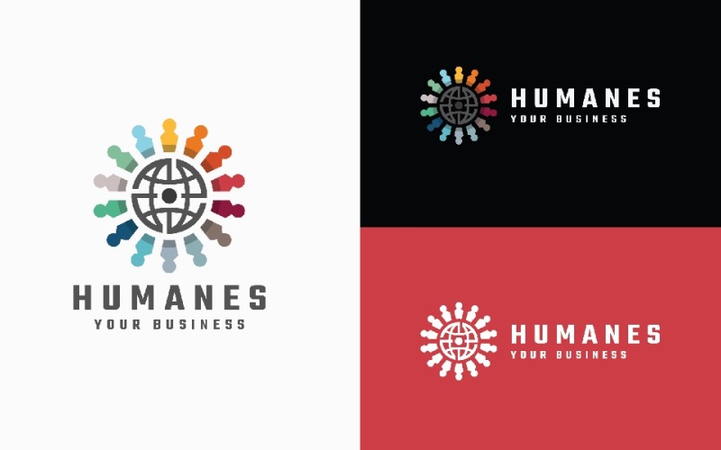 Humanes - Diverse Community & Global Connection Logo Logo Template