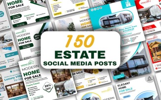 150 Estate Sale Rent Social Media Posts easy editable in Adobe Photoshop