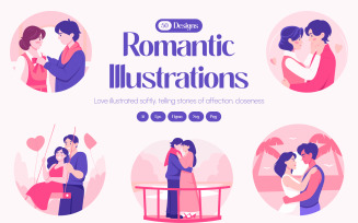 Romantic Illustrations Art Set