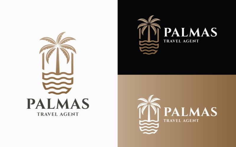 Tropical Palm Tree Resort & Travel Logo Logo Template
