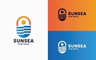 Vibrant Ocean & Sun Travel Logo