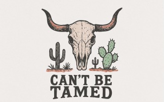 Can't Be Tamed PNG, Western Skull Digital Download, Cowboy Desert Tee Design, Wild West Cactus PNG,