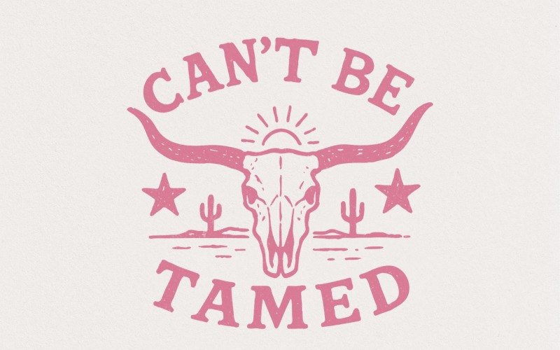 Can't Be Tamed PNG, Western Skull Digital Download, Cowgirl Shirt Design, Desert Vibes, Retro Rodeo Illustration