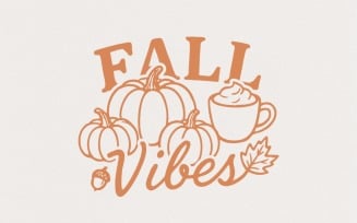 Fall Vibes PNG, Autumn Pumpkins and Coffee PNG, Seasonal Digital Download Shirt Design, Pumpkin