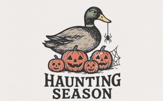 Haunting Season PNG, Duck Halloween Shirt, Pumpkin Spider Digital Download, Funny Fall Tee PNG,