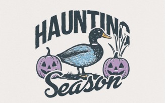 Haunting Season PNG, Halloween Duck Digital Download, Spooky Fall PNG Shirt, Pumpkin Art Print,