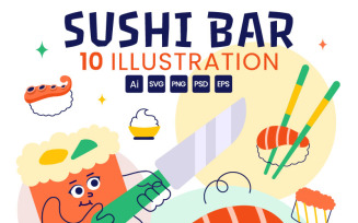 10 Sushi Bar Illustration