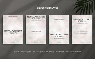 Mental Wellness Journal Cover Template - Pastel Watercolor Minimal Design - Editable A4 Layout