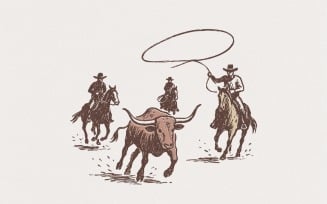 Western Rodeo PNG, Cowboy Lasso Digital Art, Bull Wrangler Printable Shirt, Vintage Wild West PNG,