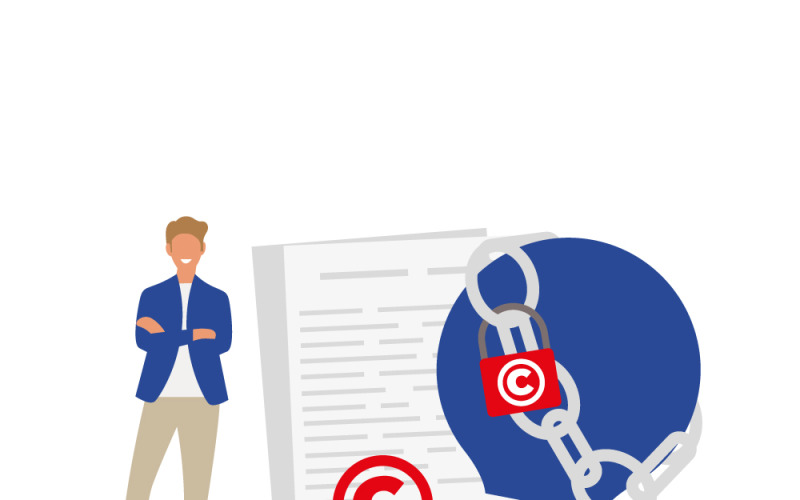 Copyright Protection Shield Safeguarding Creative Assets Vector Graphic