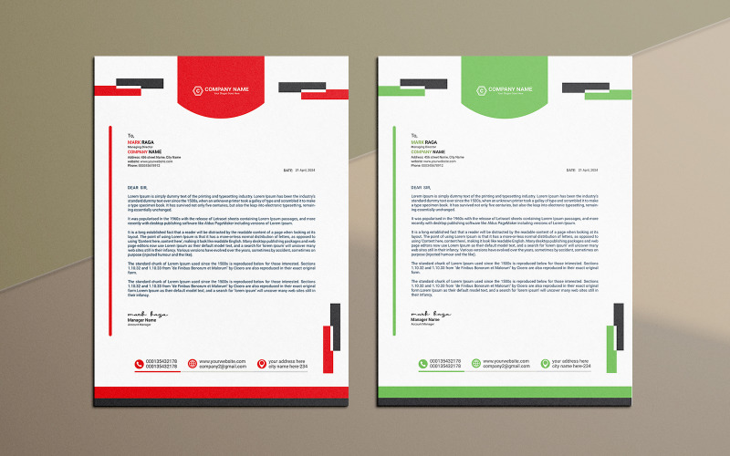 Creative Letterhead Template Design, Simple & Colorful Letterhead, Corporate Identity Template
