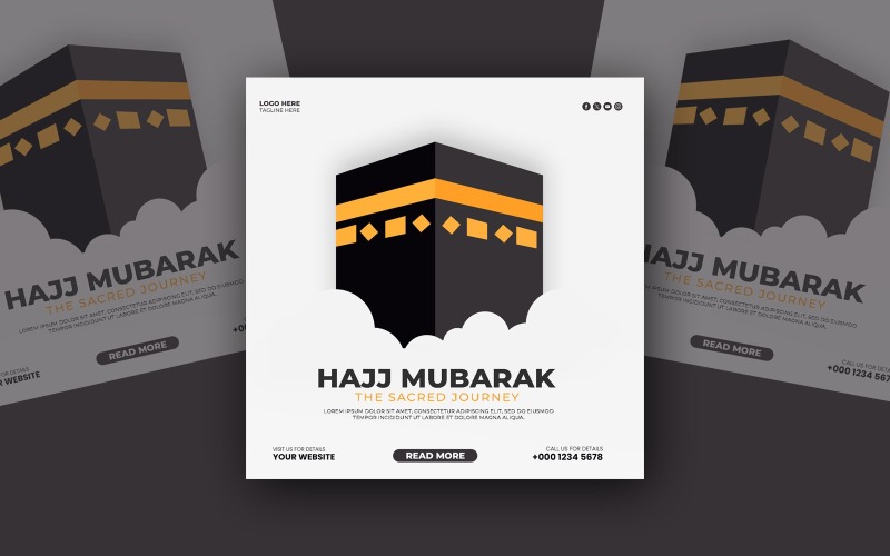 Hajj Mubarak Social Media Post Template Design