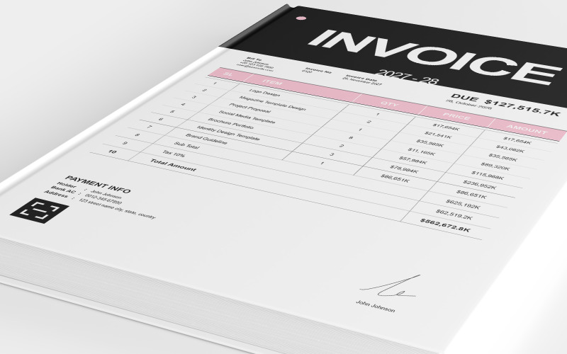Invoice Layout Design Template Corporate Identity