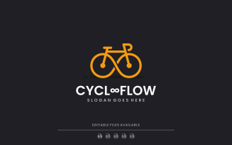 Line Art Bicycle Flow Logo Design