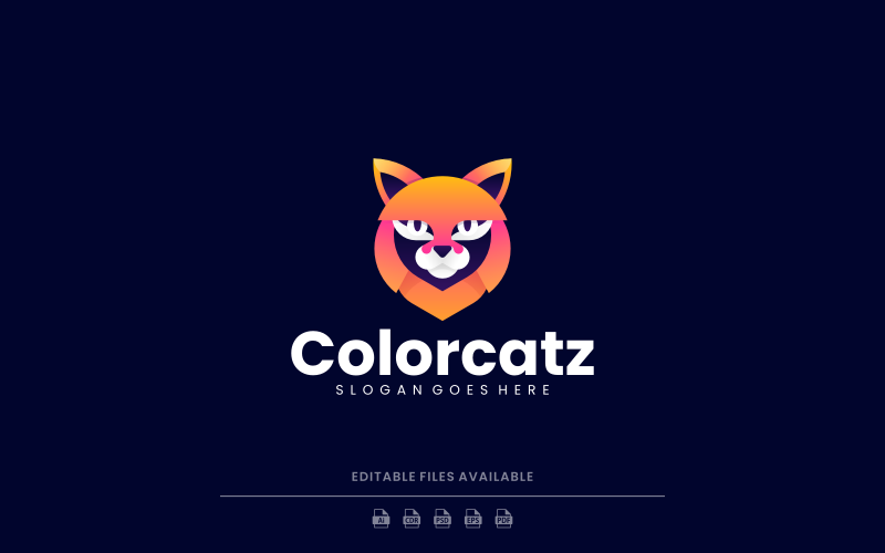 Modern Gradient Cat Logo Design Logo Template
