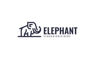 Modern Line Art Elephant Logo Design