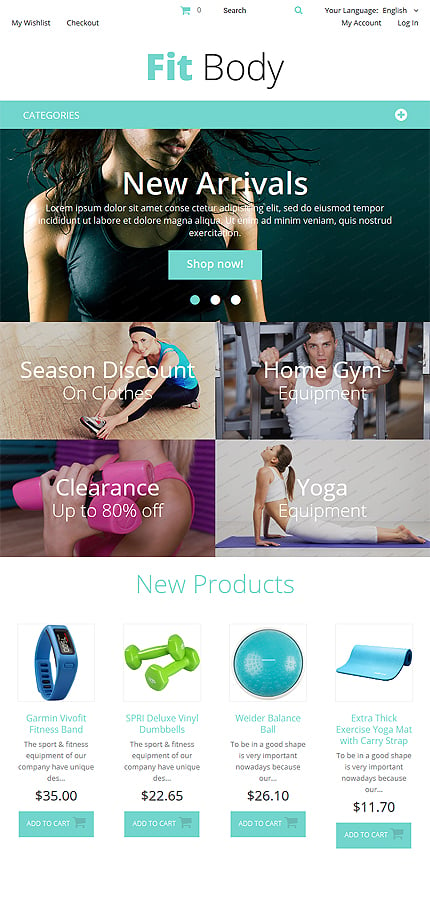 Kit Graphique #53327 Fit Corps Magento Theme - Tablet Layout 