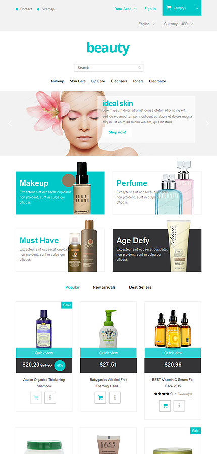 Kit Graphique #53354 Parfum Online Prestashop Template - Tablet Layout 