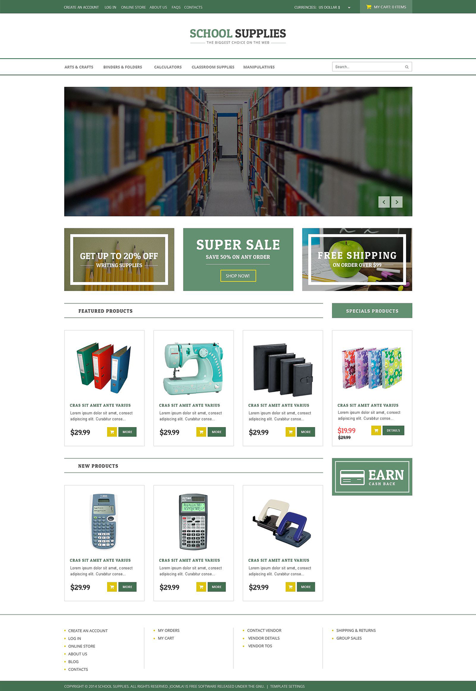 Back-to-School Goods VirtueMart Template New Screenshots BIG