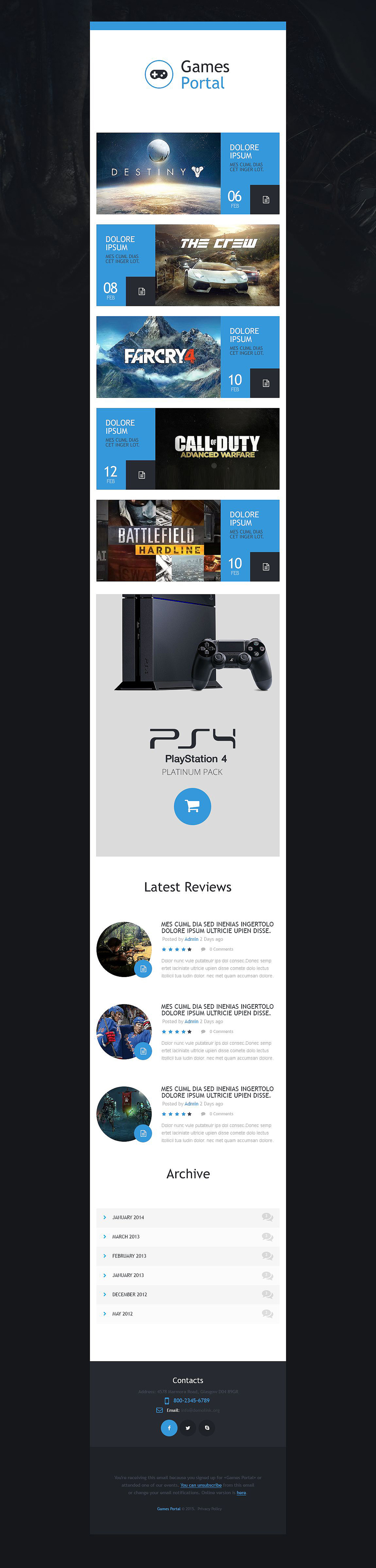 Game Portal Responsive Newsletter Template New Screenshots BIG