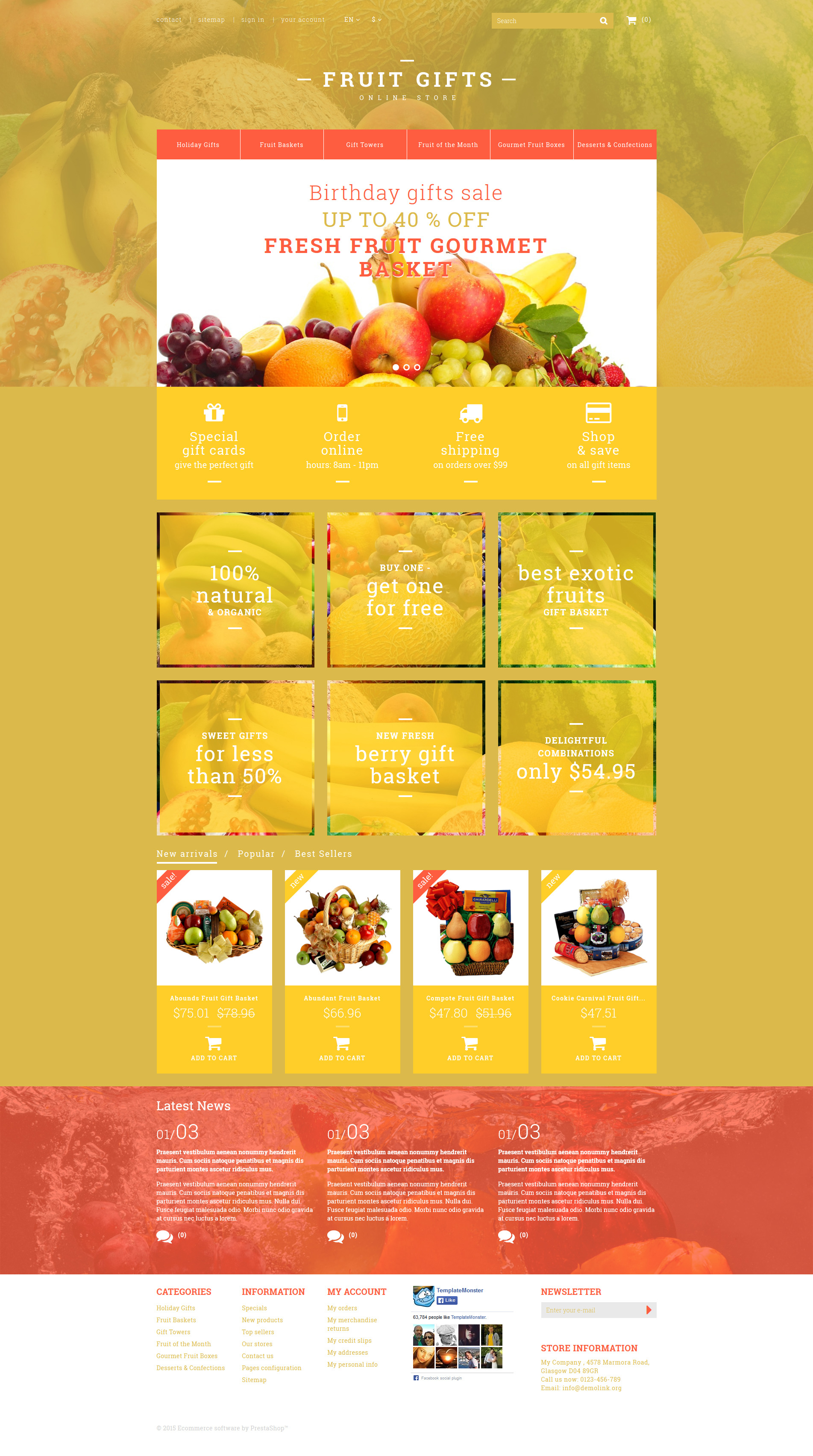 Responsive Fresh Fruit Gift Basket Prestashop #53379 - Ekran resmi