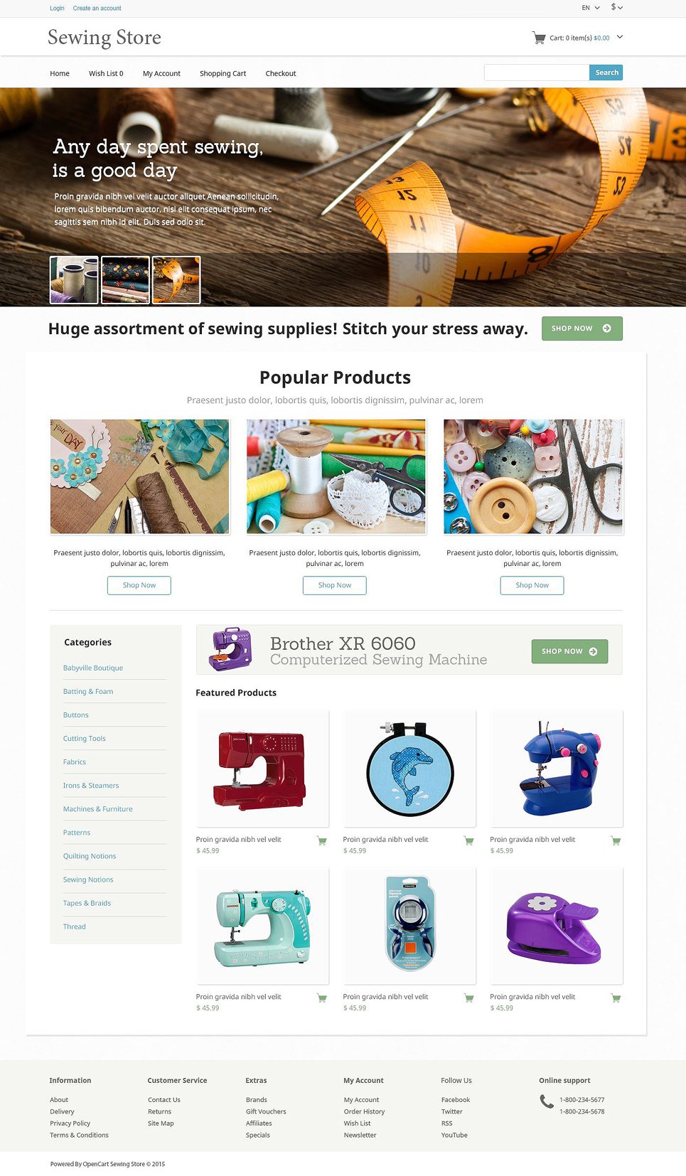 Sewing Knitting OpenCart Template New Screenshots BIG