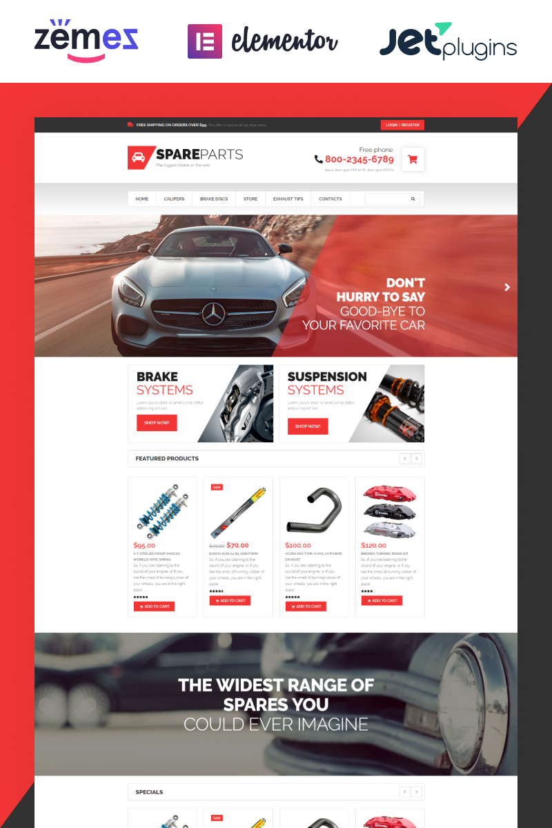 SpareParts - Spare Parts Shop ECommerce Modern Elementor №53307