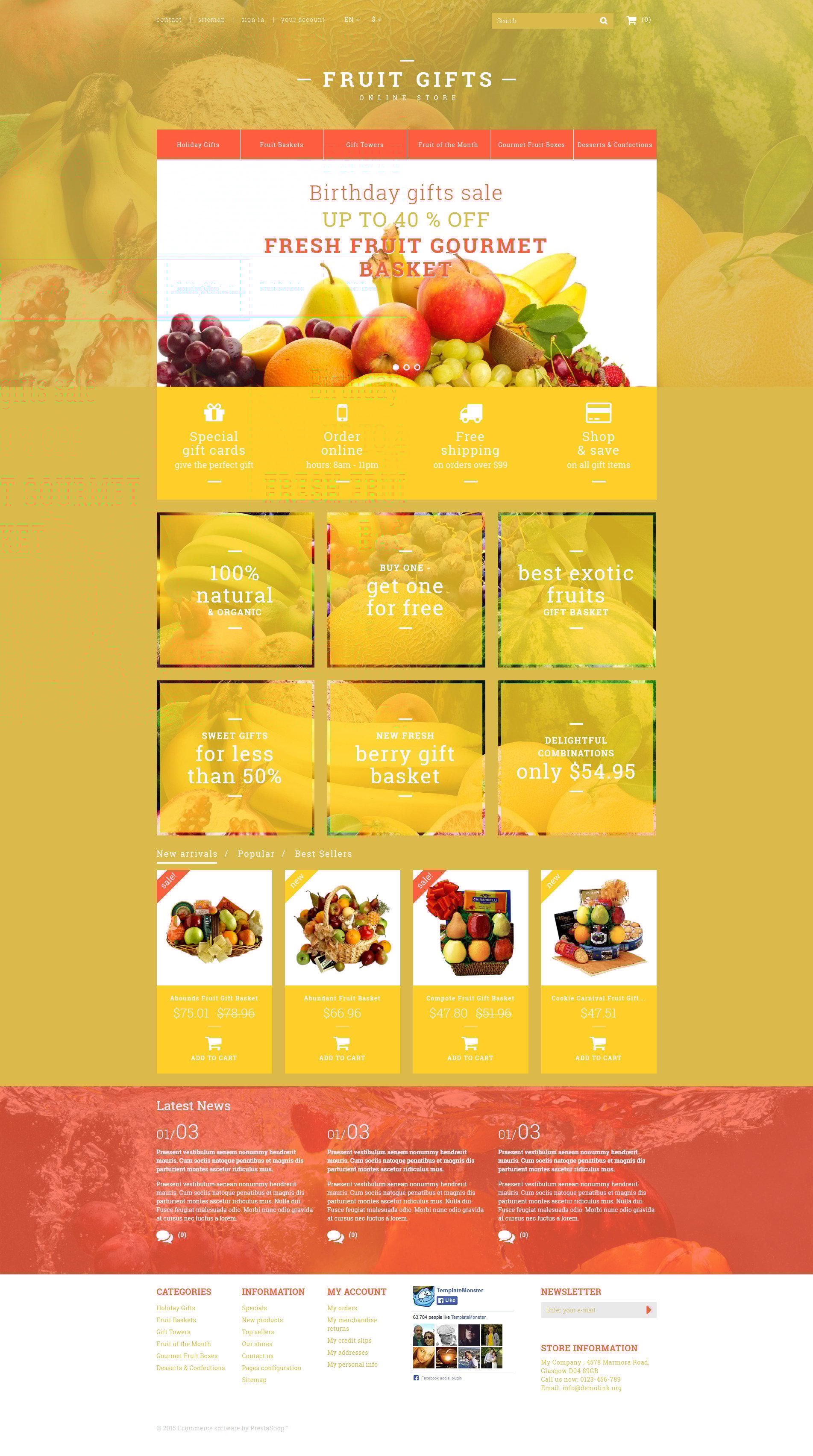Tema De PrestaShop "Cestas de Frutas para Regalar" #53379 - captura de pantalla