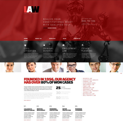 Responsive Tema De WordPress #53371 para Sitio de  para Sitio de Bufetes de abogados