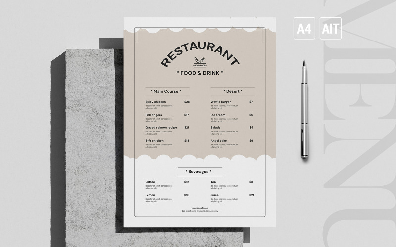 Food Menu Template (Illustrator CC) Corporate Identity