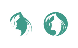 Beauty Hair Woman face character logo illustration v.32