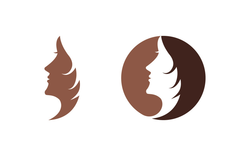 Beauty Hair Woman face character logo illustration v.34 Logo Template