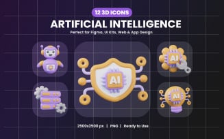 3D Artificial Intelligence Icon