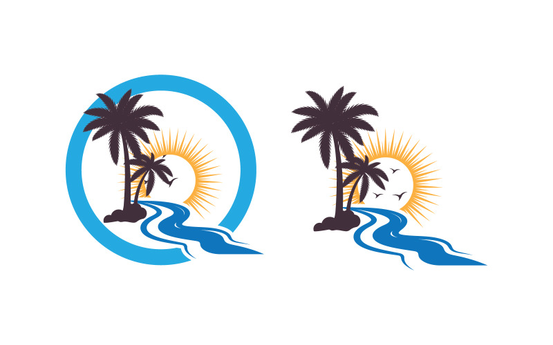 Palm tree summer beach holiday icon illustration v.1 Logo Template