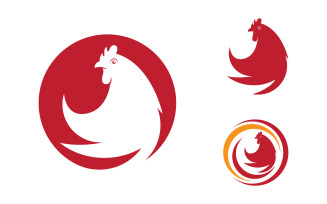 Red Chicken Fried concept logo illustration design template v.2