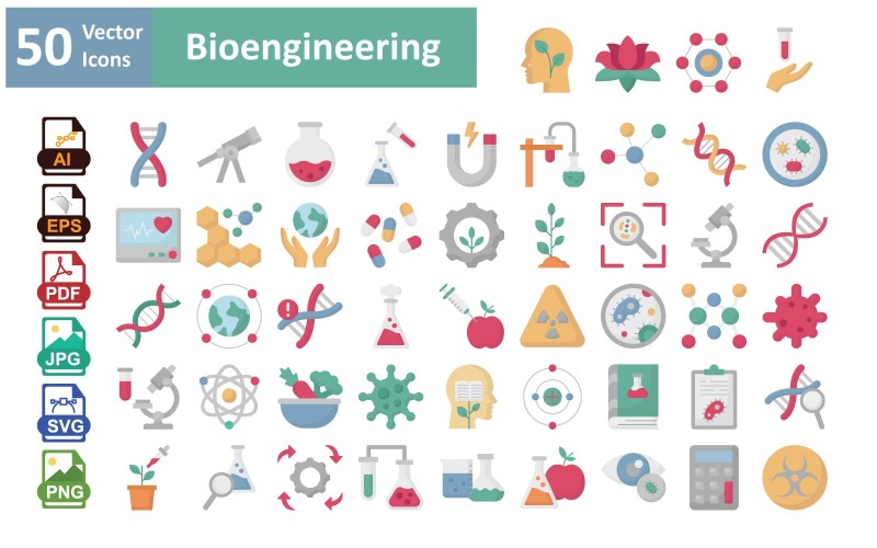 Bioengineering Vector Icons Pack – Science Meets Innovation Icon Set