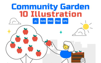 10 Community Garden Illustration