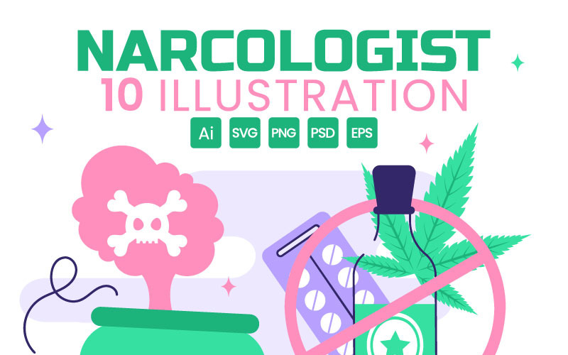 10 Narcologist Vector Illustration