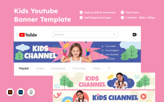 Playful Kids YouTube Banner Design
