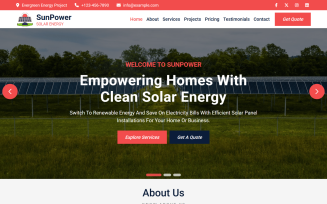 SunPower – Solar Energy HTML5 Landing Page Website Template