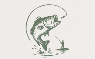 Bass Fishing PNG, Digital Download, Fisherman Gift, Big Fish Clipart, Printable T-Shirt Design,